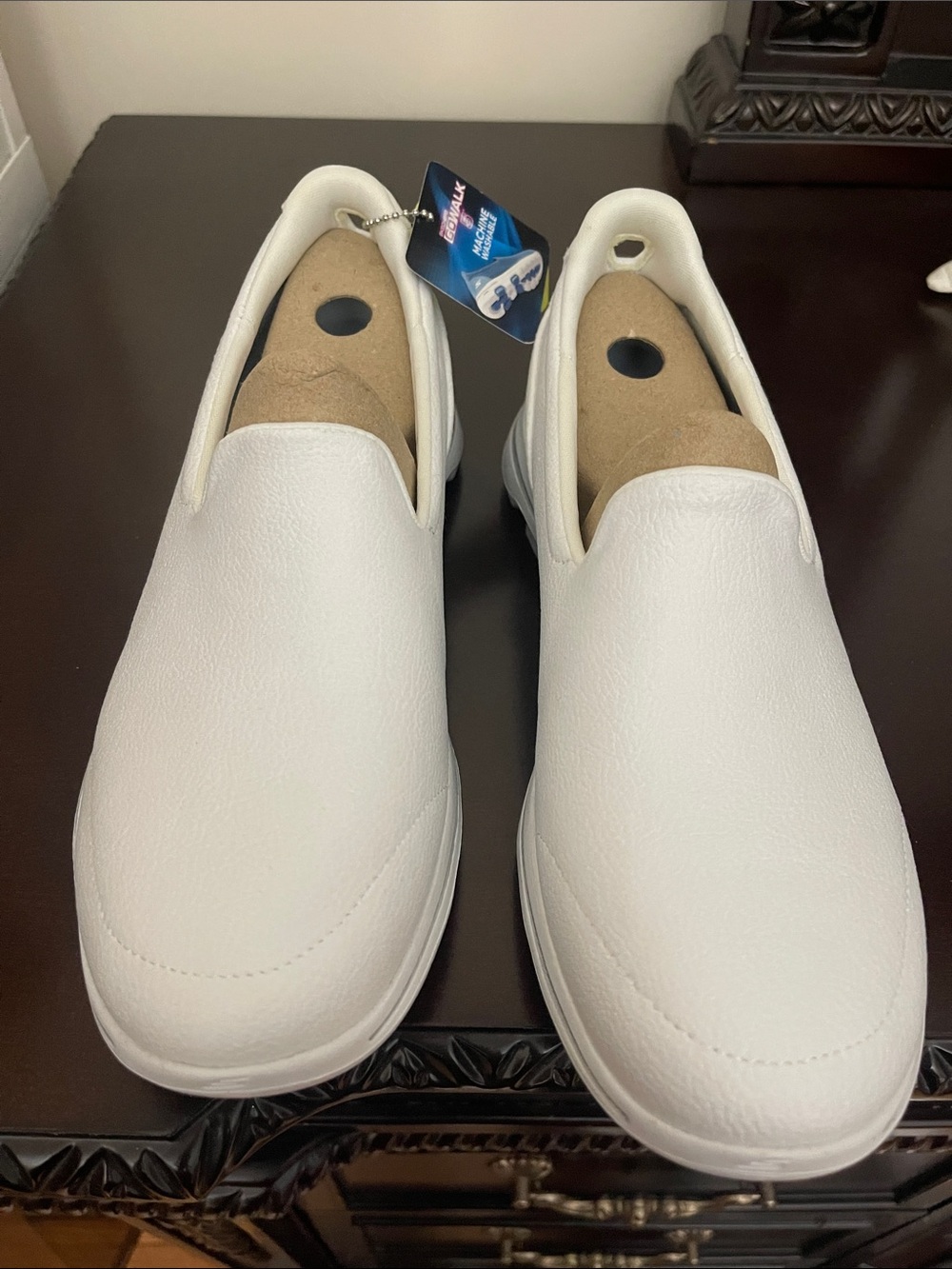 Skechers Women's White Slip-On Work Sneakers